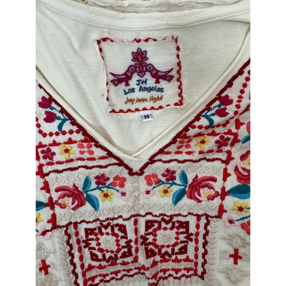 Johnny Was Embroidered Cotton Tunic Top Medium Pullover Embroidered 3/4 Sleeve - Picture 10 of 10